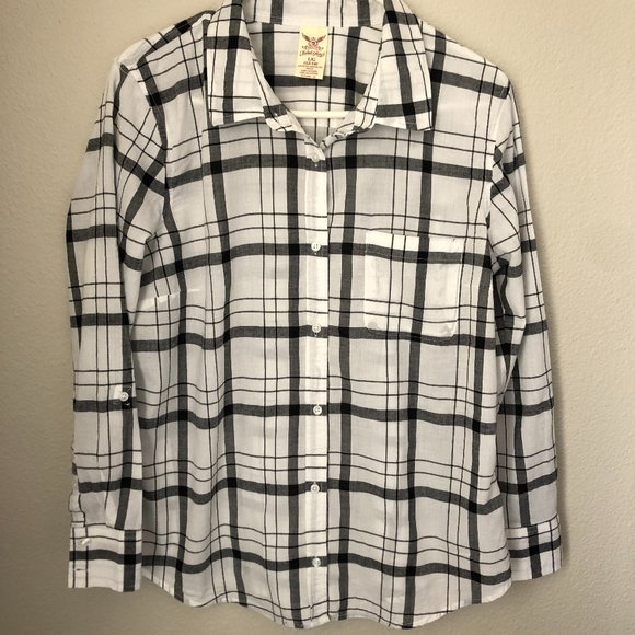 Plaid Long Sleeve Cotton Women's Blouse - Picture 1 of 5